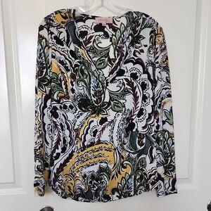 Philosophy Green and Yellow Paisley Blouse